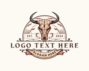 Bull Skull Horn Logo