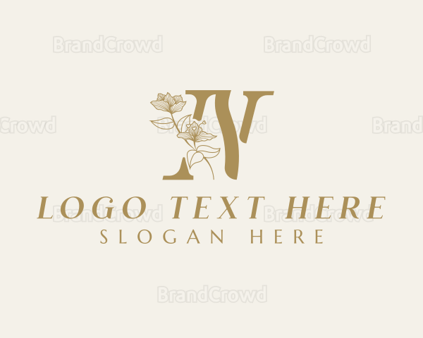 Floral Beauty Cosmetics Letter N Logo