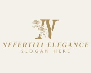 Floral Beauty Cosmetics Letter N logo design