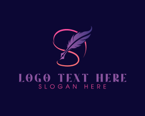 Author - Writer Quill Pen Feather logo design