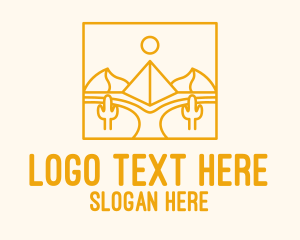 Sand - Golden Pyramid Line Art logo design