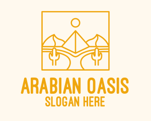 Arabian - Golden Pyramid Line Art logo design