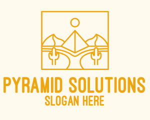 Pyramid - Golden Pyramid Line Art logo design