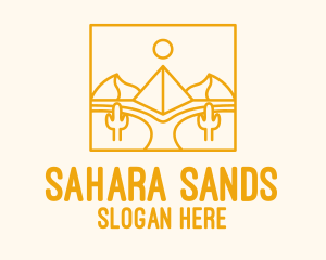 Sahara - Golden Pyramid Line Art logo design