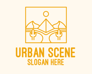 Scene - Golden Pyramid Line Art logo design