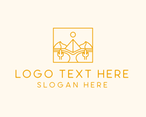 Golden Pyramid Line Art logo design