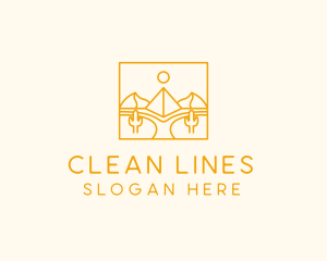 Golden Pyramid Line Art logo design