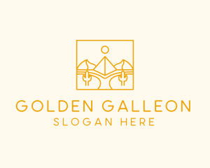 Golden Pyramid Line Art logo design