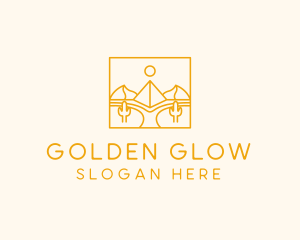 Golden Pyramid Line Art logo design