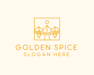 Golden Pyramid Line Art logo design