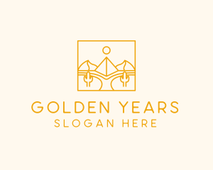 Golden Pyramid Line Art logo design