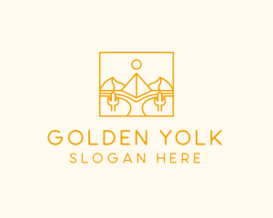 Golden Pyramid Line Art logo design