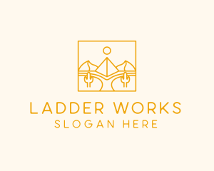 Golden Pyramid Line Art logo design