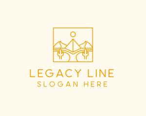 Golden Pyramid Line Art logo design