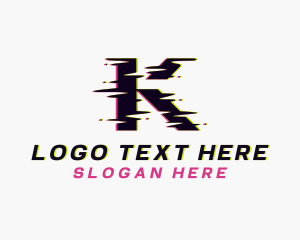 Anaglyph - Cyber Glitch Letter K logo design