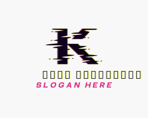 Cyber Glitch Letter K Logo
