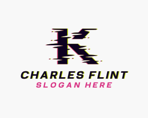 Cyber Glitch Letter K Logo