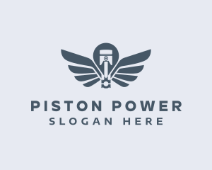 Piston - Mechanic Piston Wings logo design