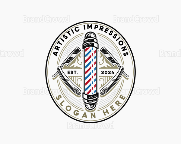 Barber Razor Hairstylist Logo