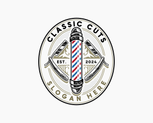 Barber Razor Hairstylist logo design