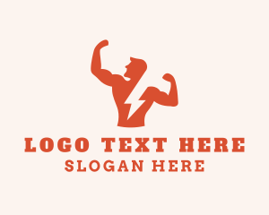 Weightlifter - Muscular Lightning Man logo design