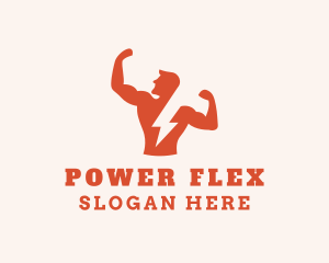 Muscular - Muscular Lightning Man logo design