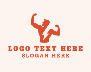 Muscular - Muscular Lightning Man logo design