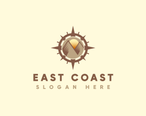 East - Mountain Peak Sunset Compass logo design