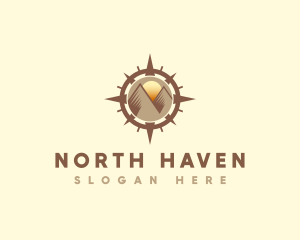 North - Mountain Peak Sunset Compass logo design