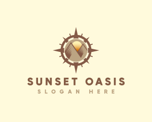 Mountain Peak Sunset Compass logo design