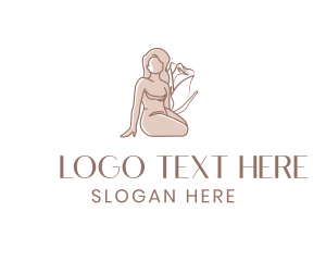 Lineart - Floral Nude Woman Spa logo design