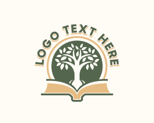 Review Center - Learning Book Tree logo design