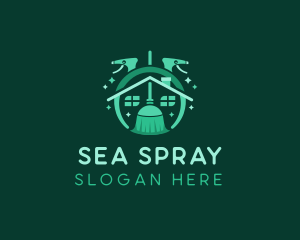 Spray Broom Housekeeping logo design