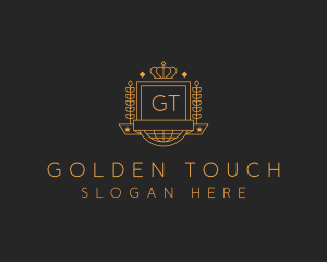 Gold Wreath Shield logo design