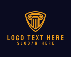 Architect - Golden Pillar Shield logo design