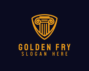 Golden Pillar Shield logo design