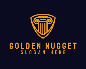 Golden Pillar Shield logo design