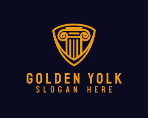 Golden Pillar Shield logo design