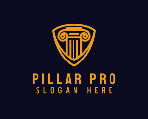 Golden Pillar Shield logo design