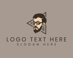Triangle - Hipster Man Sunglasses logo design