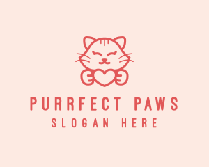 Feline Cat Heart logo design