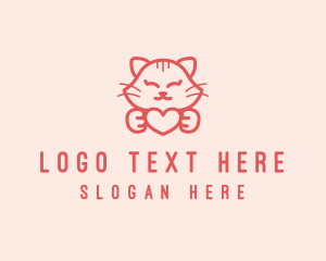 Kiddie - Feline Cat Heart logo design