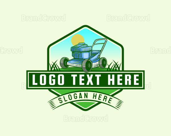 Mower Grass Landscaping Logo