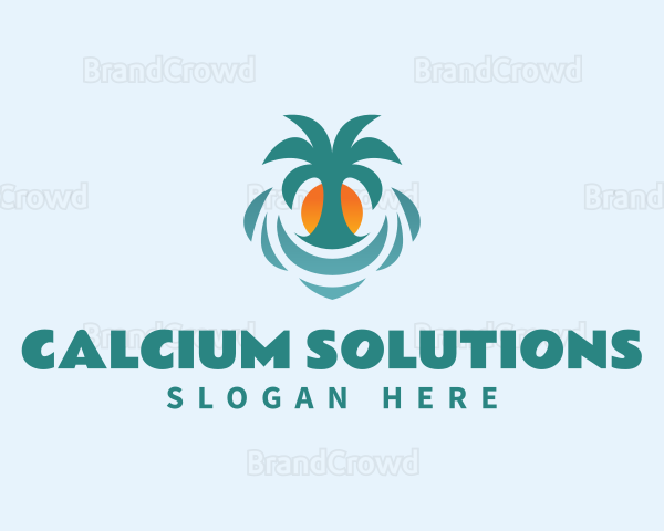 Palm Tree Sun Beach Logo