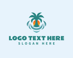 Eco - Palm Tree Sun Beach logo design