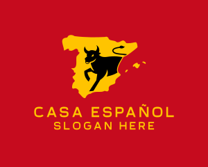 Spanish - Spain Map Bull logo design