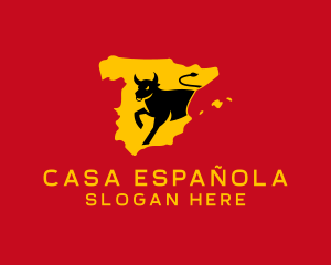Spanish - Spain Map Bull logo design
