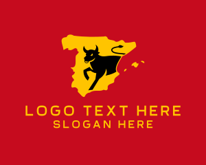 Spanish - Spain Map Bull logo design