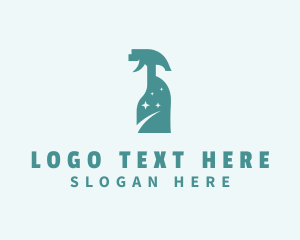 Teal - Cleaning Spray Bottle Disinfection logo design