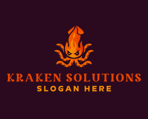 Kraken - Squid Fire Restaurant logo design